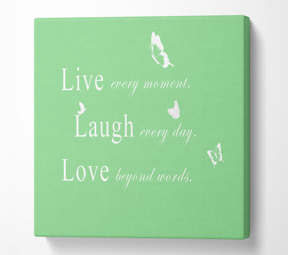 Love Quote Live Every Moment Green Canvas Wall Art