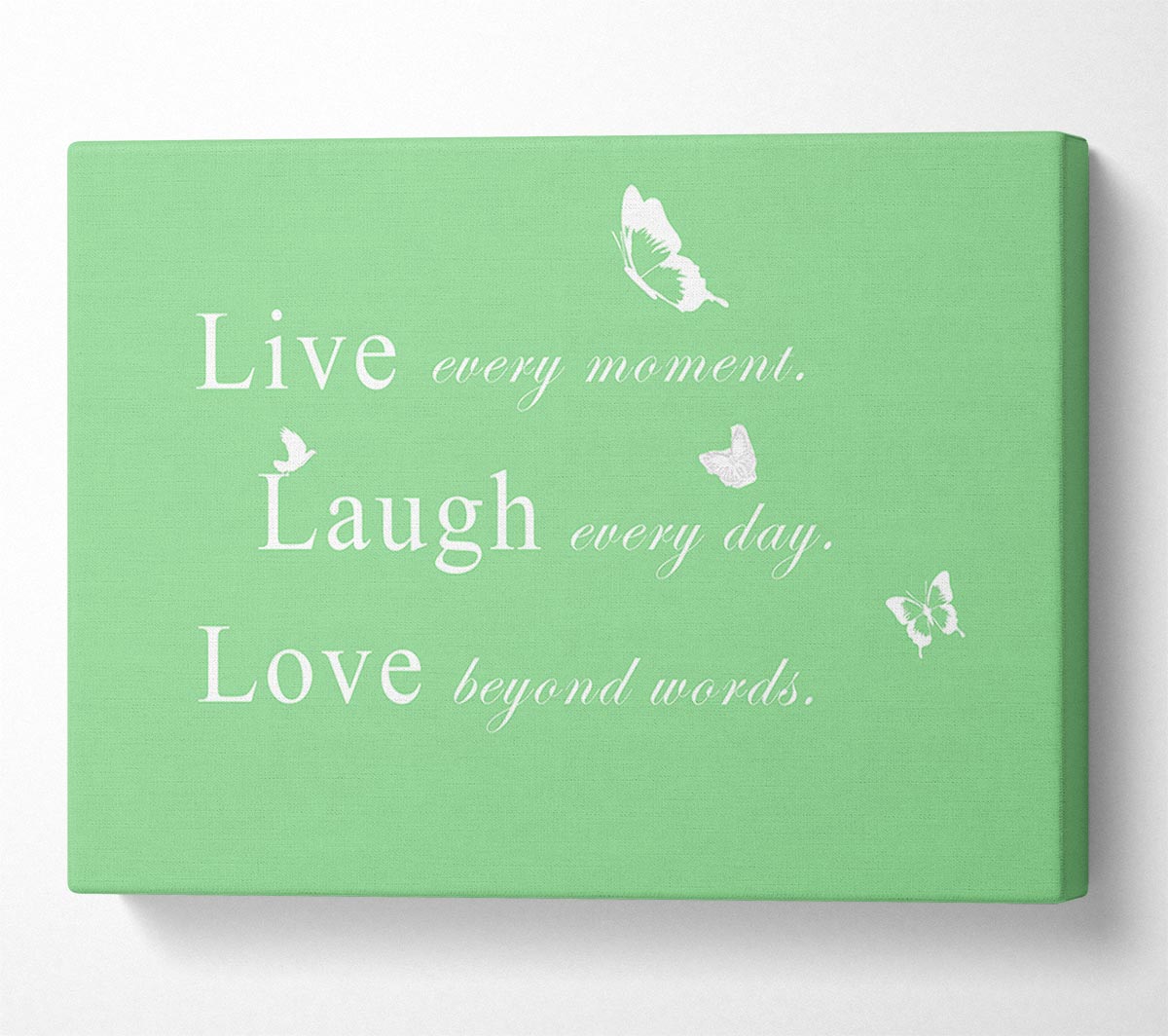 Love Quote Live Every Moment Green Canvas Wall Art