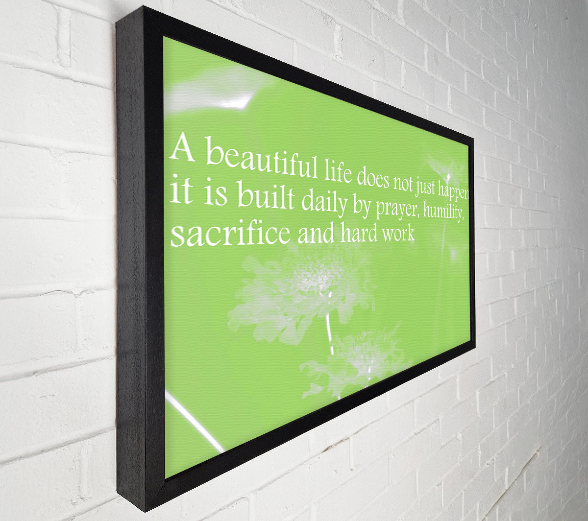 A Beautiful Life Does Not Just Happen Lime Green Canvas Wall Art