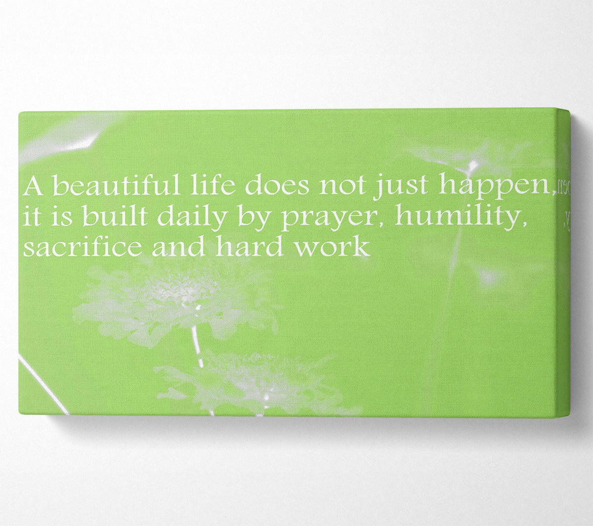 A Beautiful Life Does Not Just Happen Lime Green Canvas Wall Art