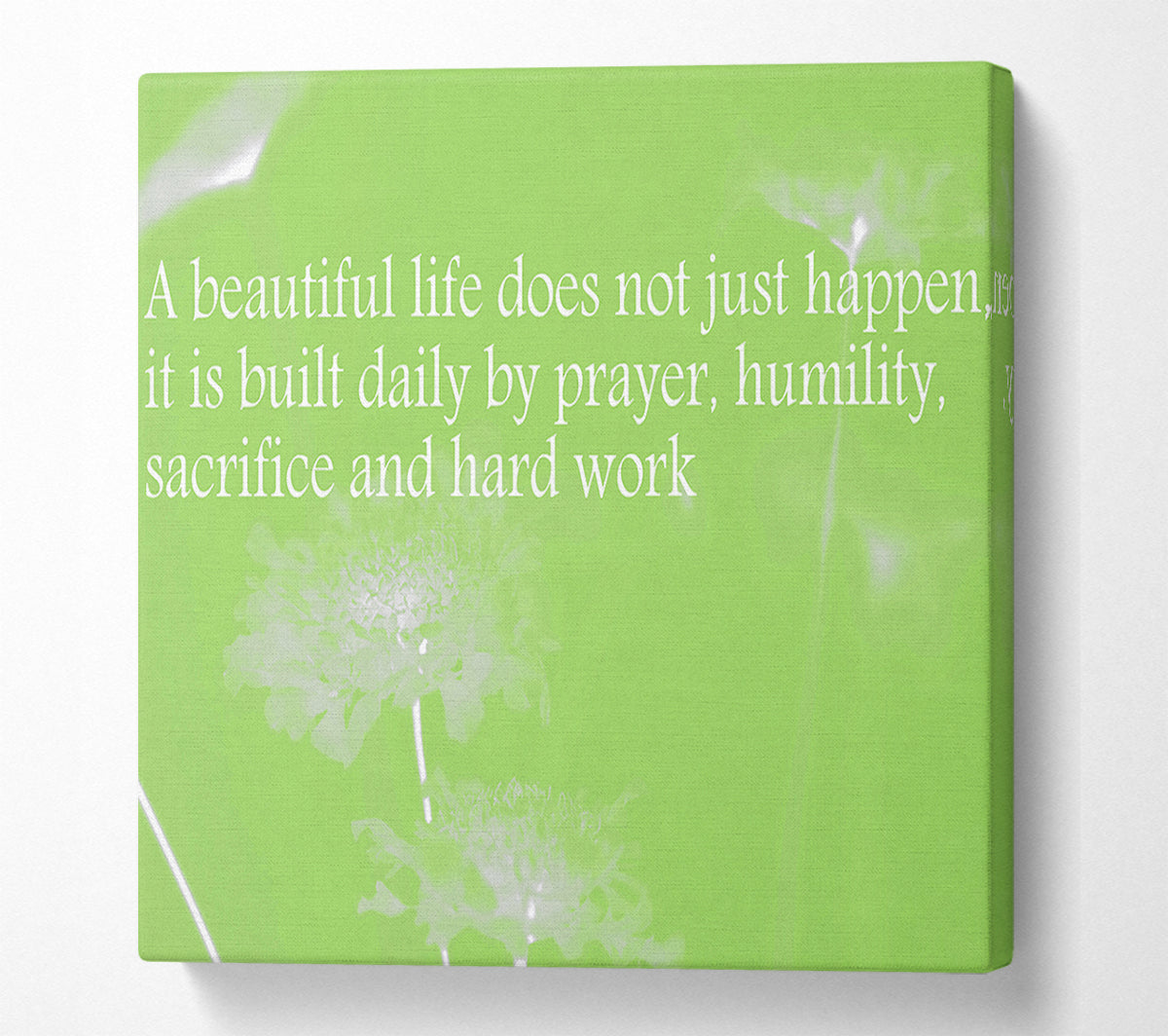 A Beautiful Life Does Not Just Happen Lime Green Canvas Wall Art