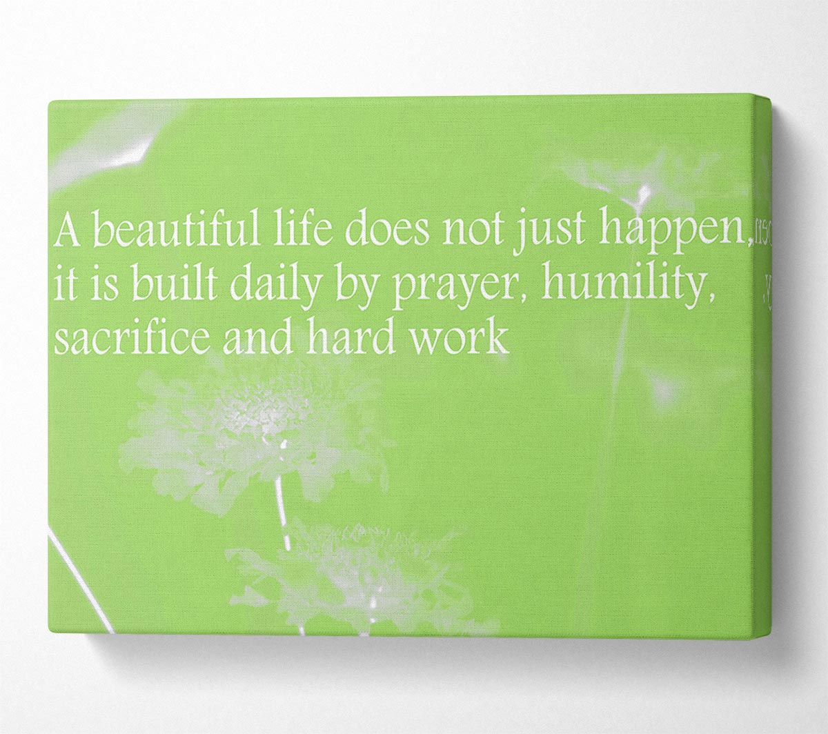 A Beautiful Life Does Not Just Happen Lime Green Canvas Wall Art
