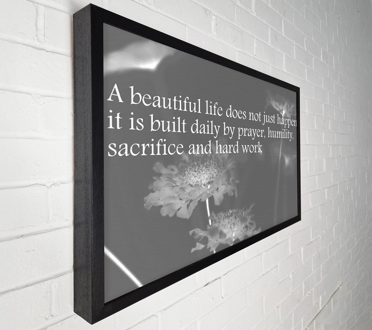 A Beautiful Life Does Not Just Happen Grey Canvas Art