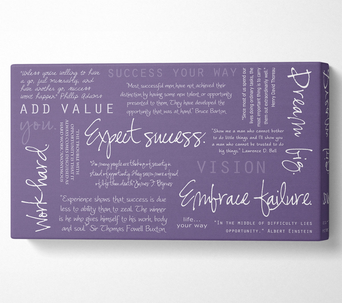 Work Hard Dream Big Expect Success Lilac Canvas Wall Art