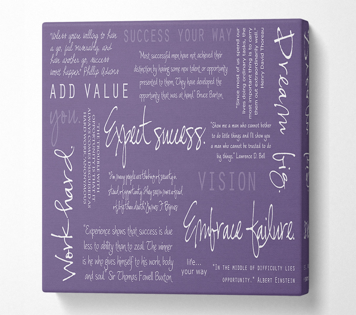 Work Hard Dream Big Expect Success Lilac Canvas Wall Art