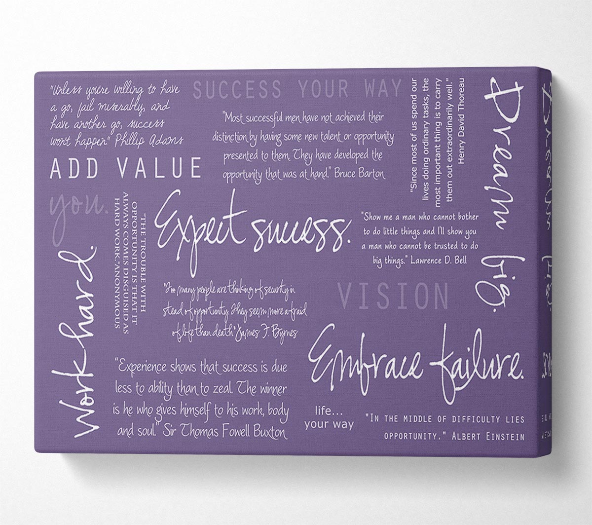 Work Hard Dream Big Expect Success Lilac Canvas Wall Art