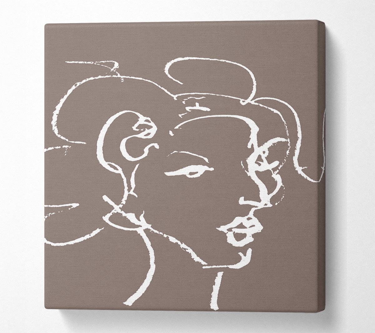 Pretty Lady Sketch Beige Canvas Wall Art