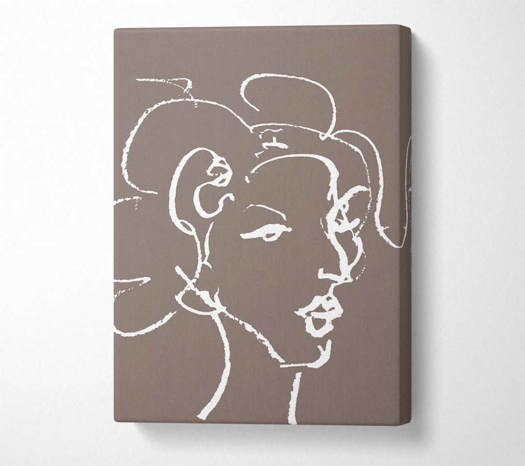 Pretty Lady Sketch Beige Canvas Wall Art