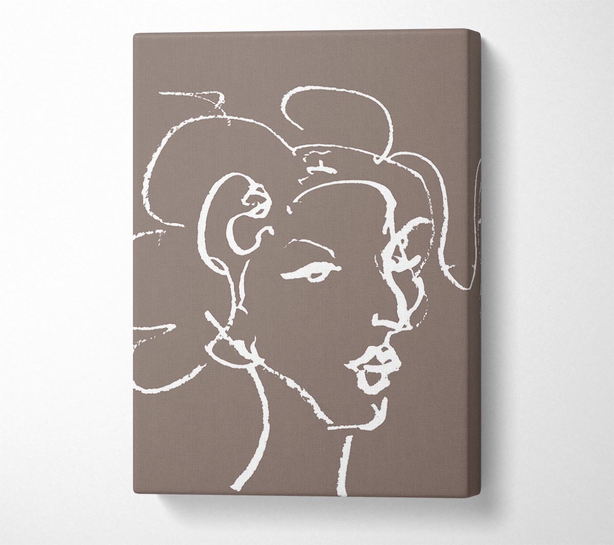Pretty Lady Sketch Beige Canvas Wall Art