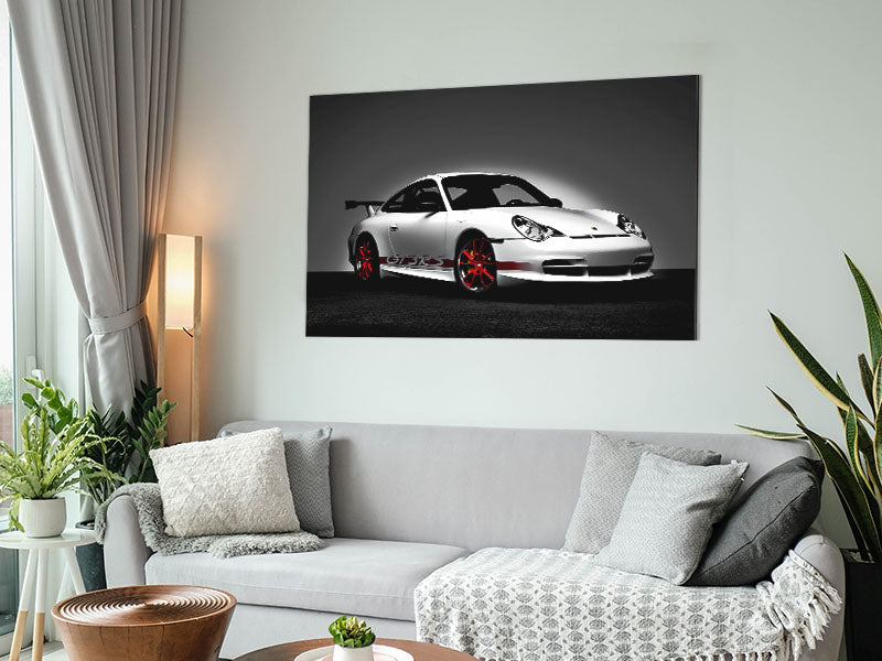 Porsche Gt3 Rs Turbo White Red Metal Print
