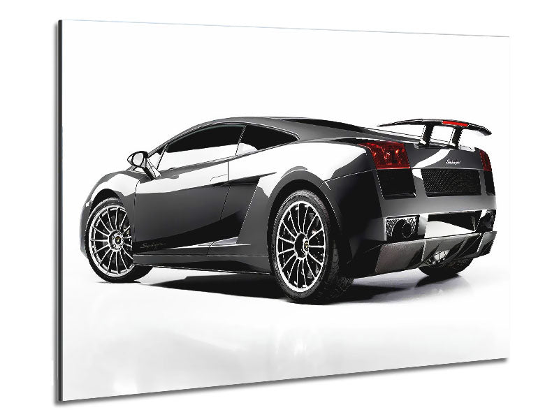 Lamborghini Rear Silver Metal Print