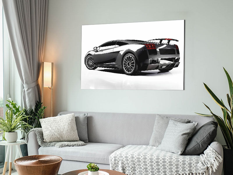 Lamborghini Rear Silver Metal Print