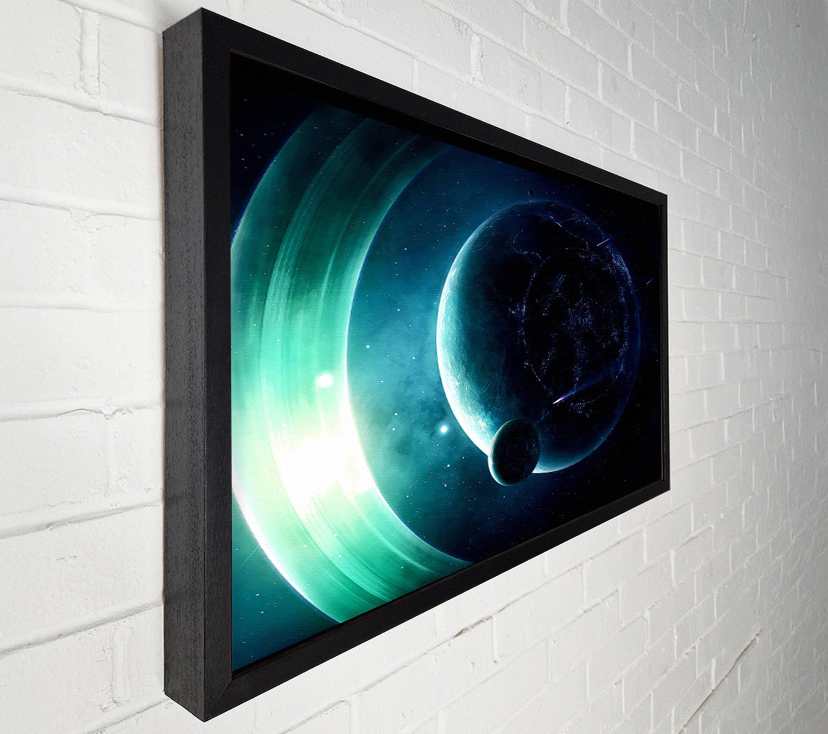 A Planet With Light Rings Canvas Art