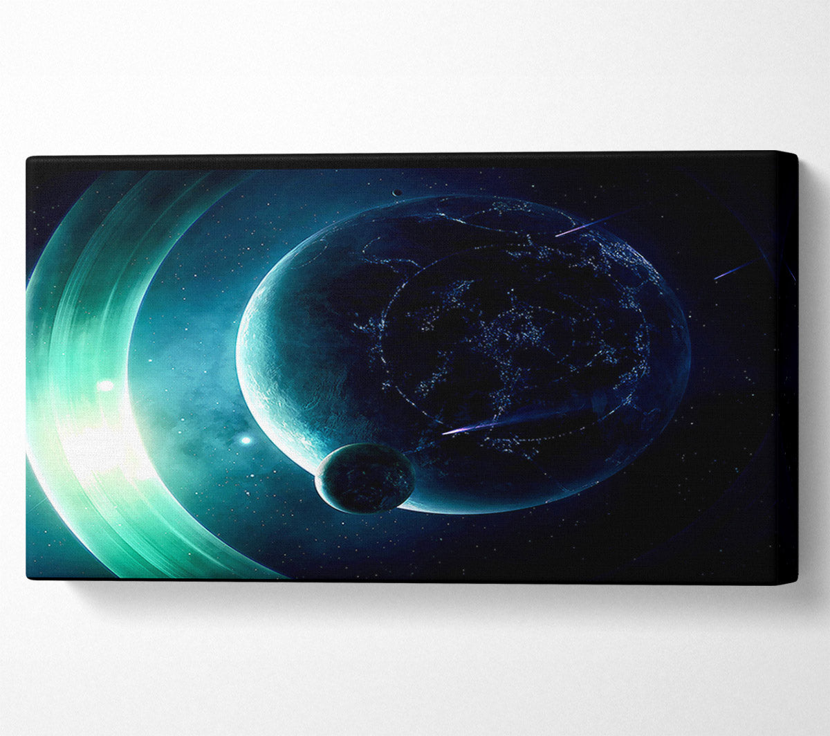A Planet With Light Rings Canvas Art