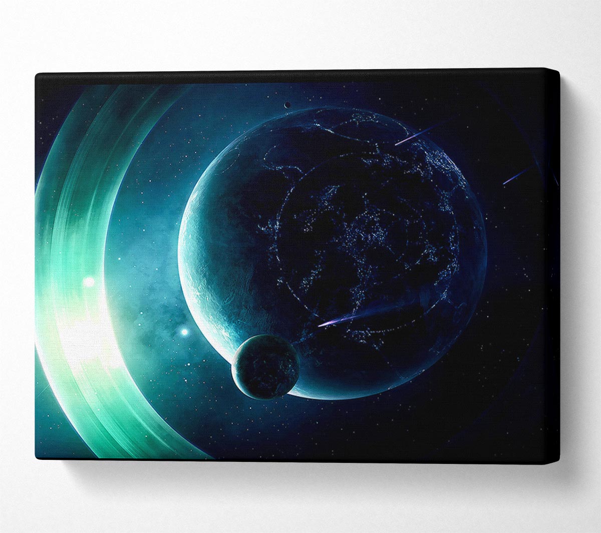 A Planet With Light Rings Canvas Art