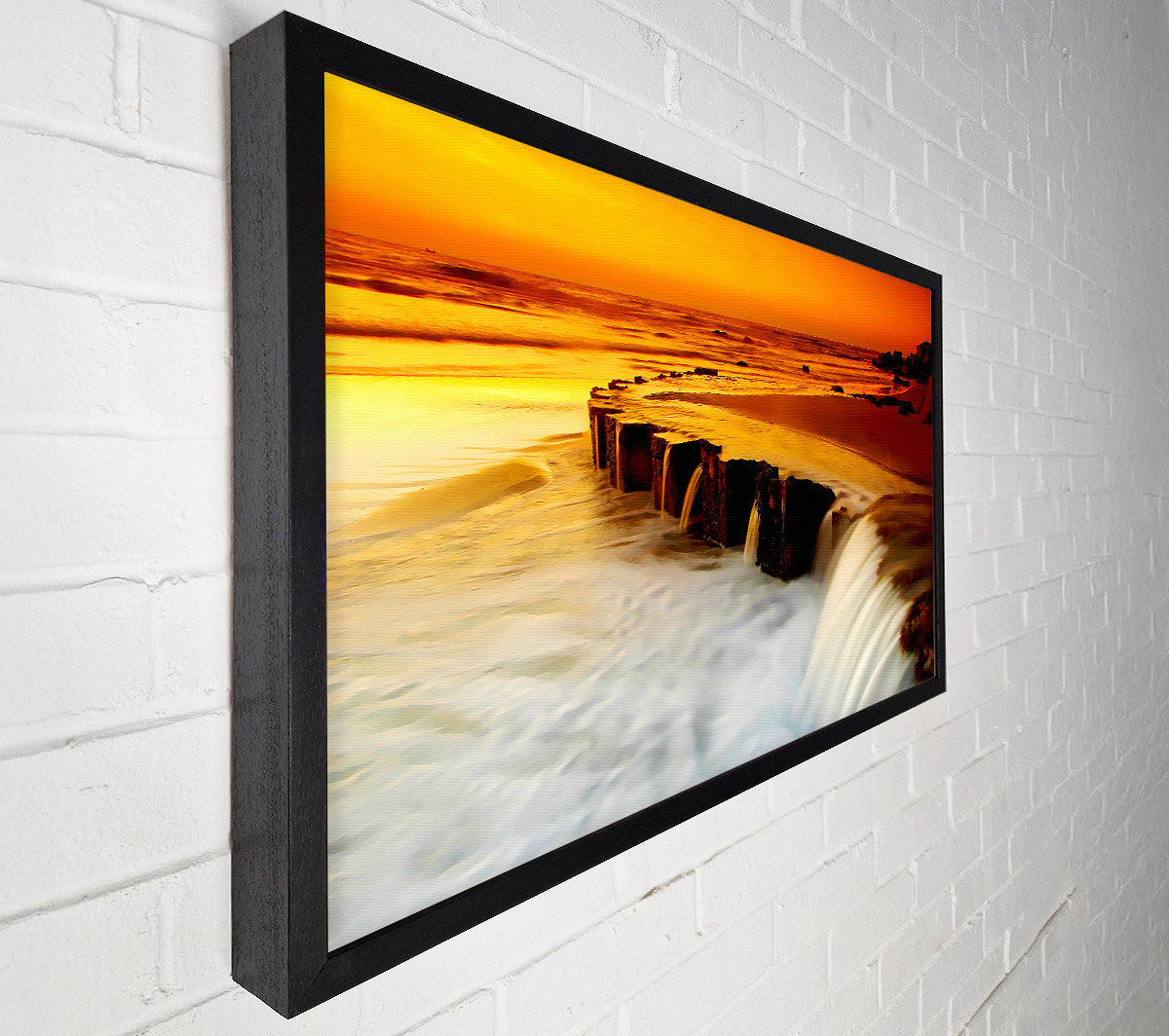 The Golden Flow To The Ocean Canvas Wall Art