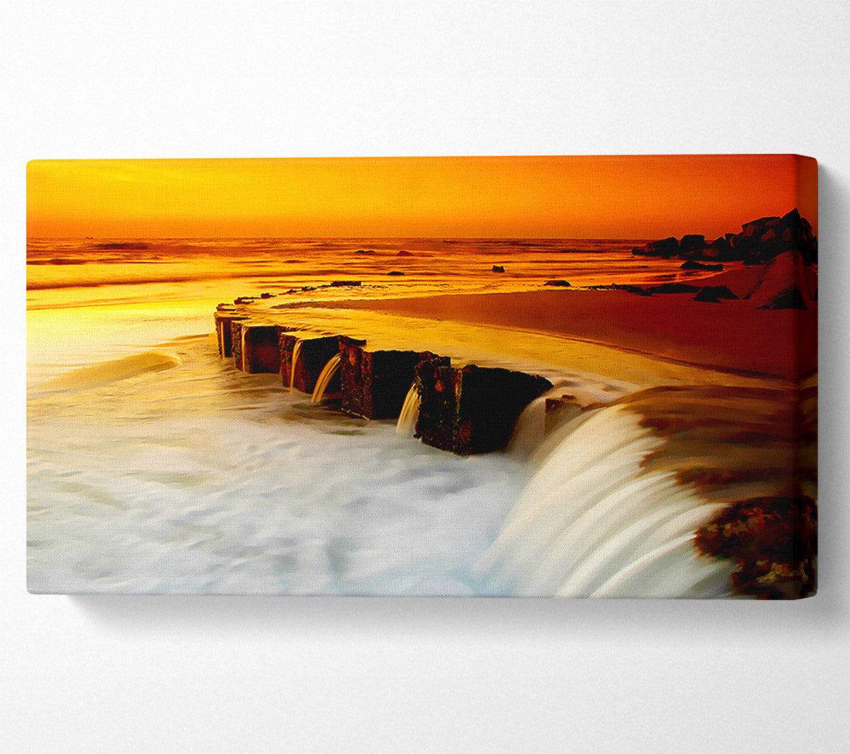 The Golden Flow To The Ocean Canvas Wall Art