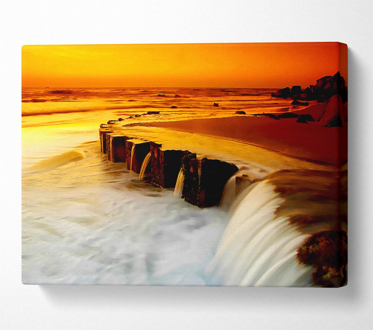 The Golden Flow To The Ocean Canvas Wall Art