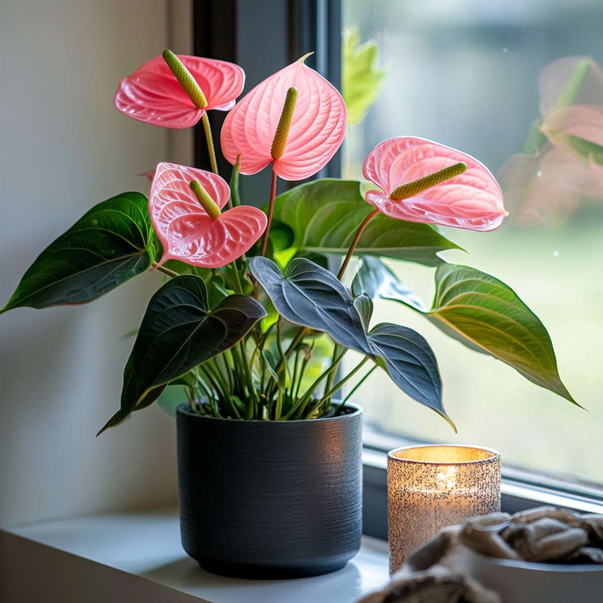 Laceleaf - Anthurium 'Maine Pink' - Height 55-70cm - ø17cm