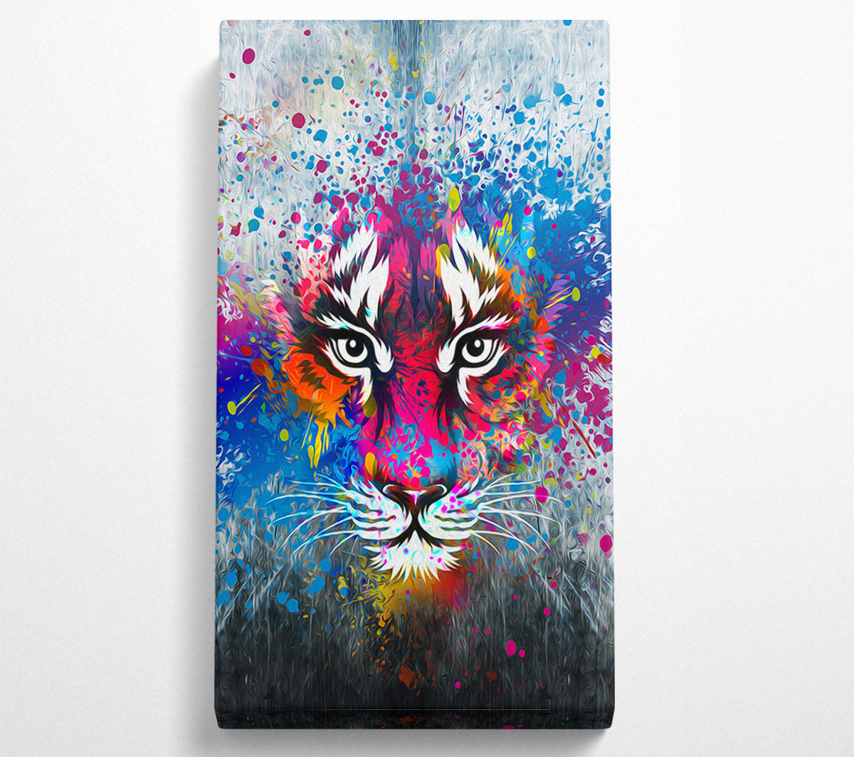 Rainbow Tiger Face Canvas Wall Art