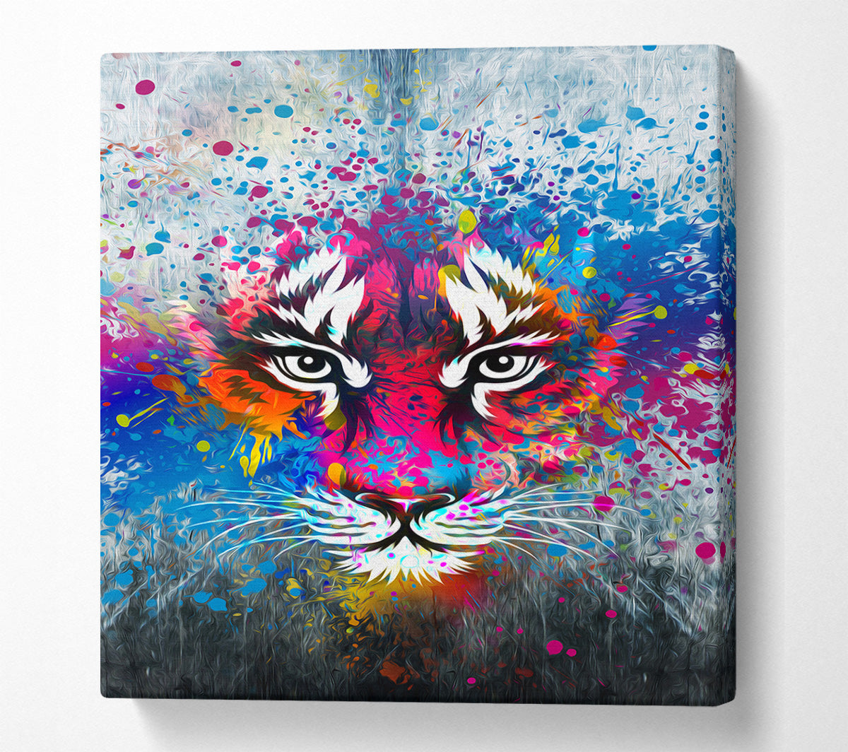 Rainbow Tiger Face Canvas Wall Art