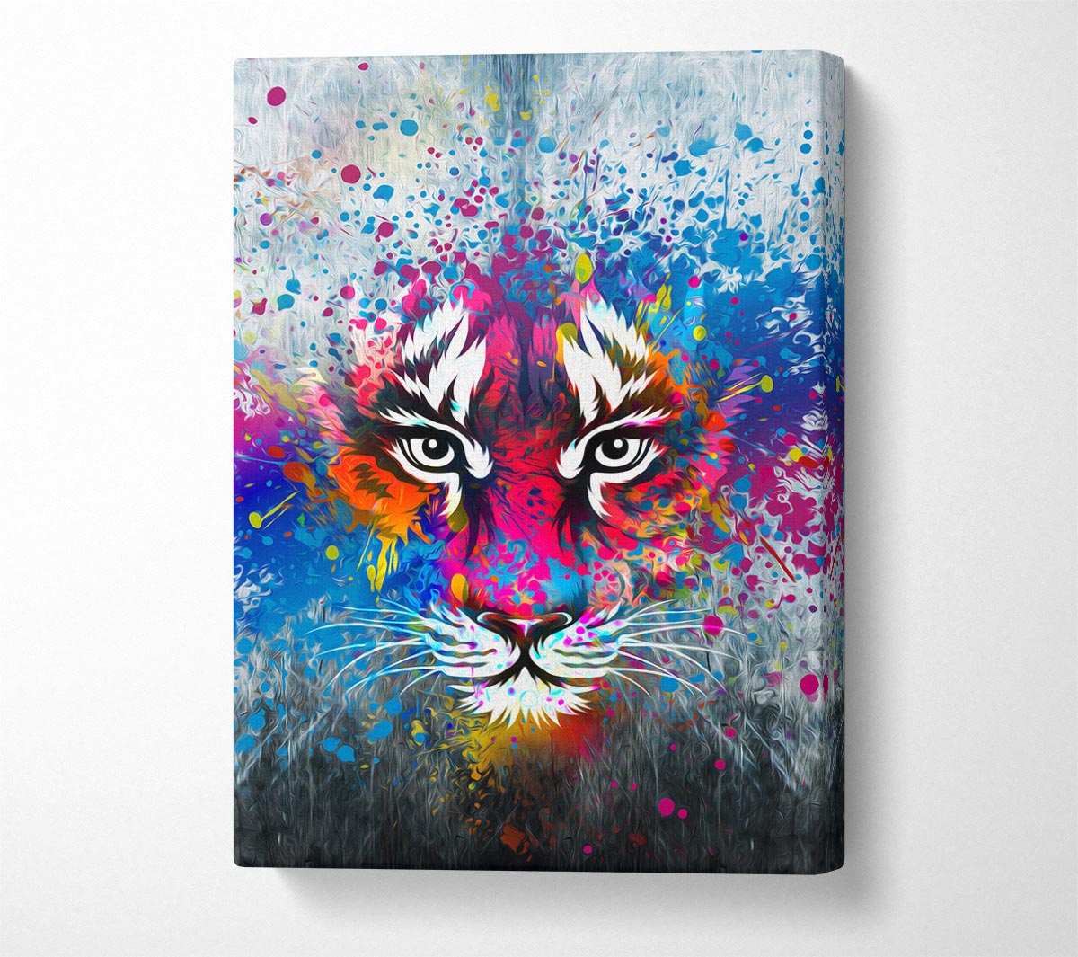 Rainbow Tiger Face Canvas Wall Art