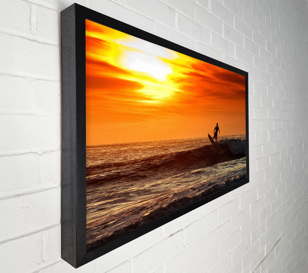Sunset Surfing Canvas Wall Art