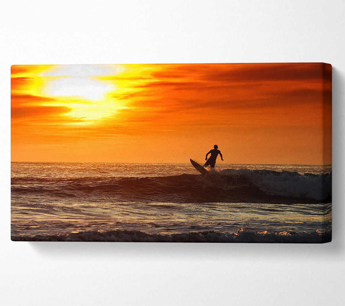 Sunset Surfing Canvas Wall Art