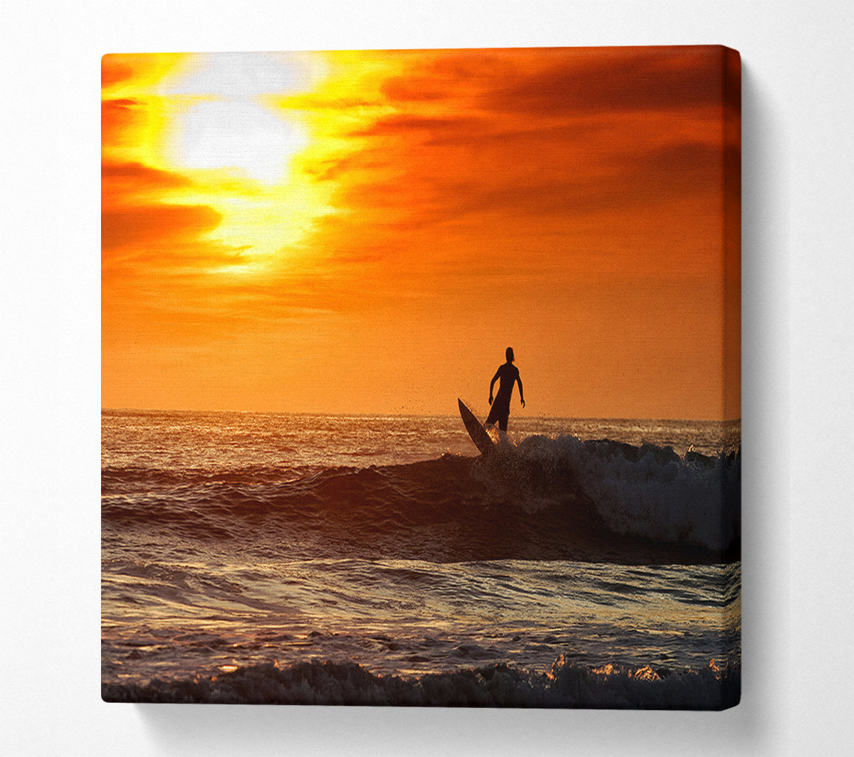 Sunset Surfing Canvas Wall Art
