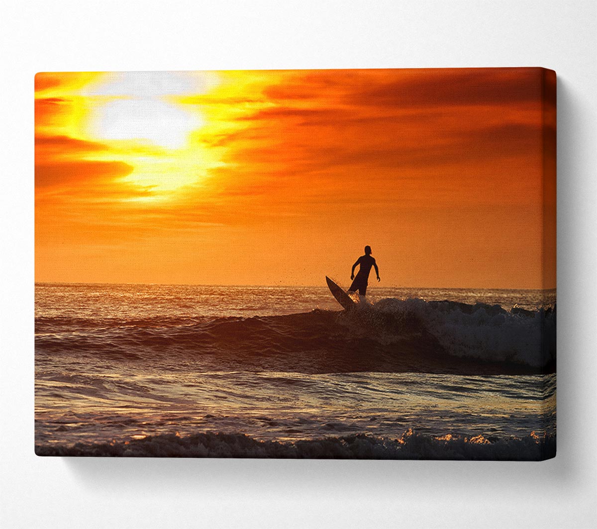 Sunset Surfing Canvas Wall Art
