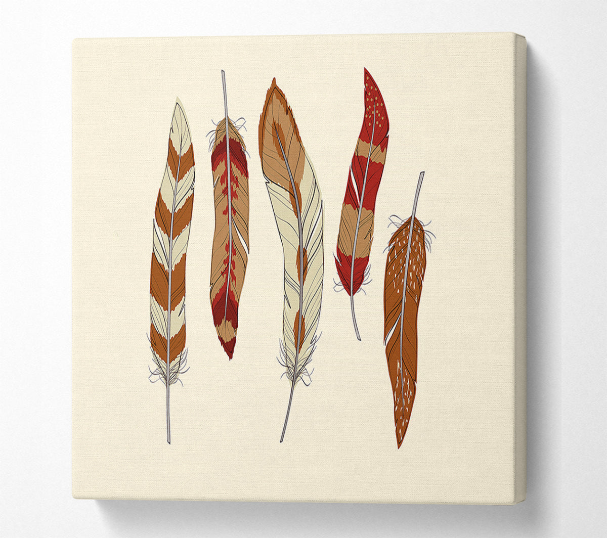 Red Indian Feathers Canvas Wall Art