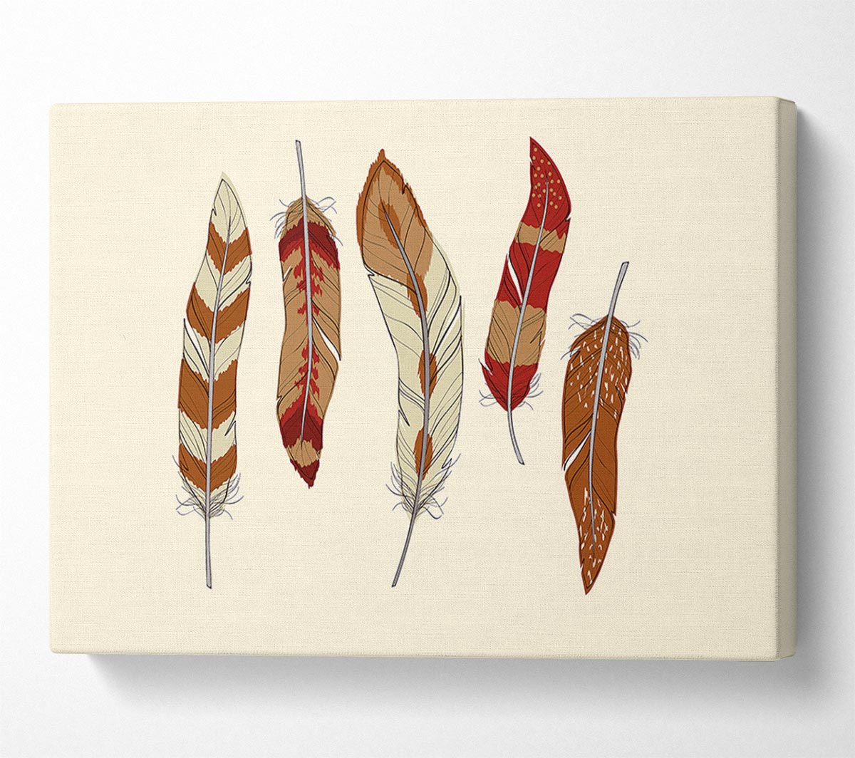 Red Indian Feathers Canvas Wall Art