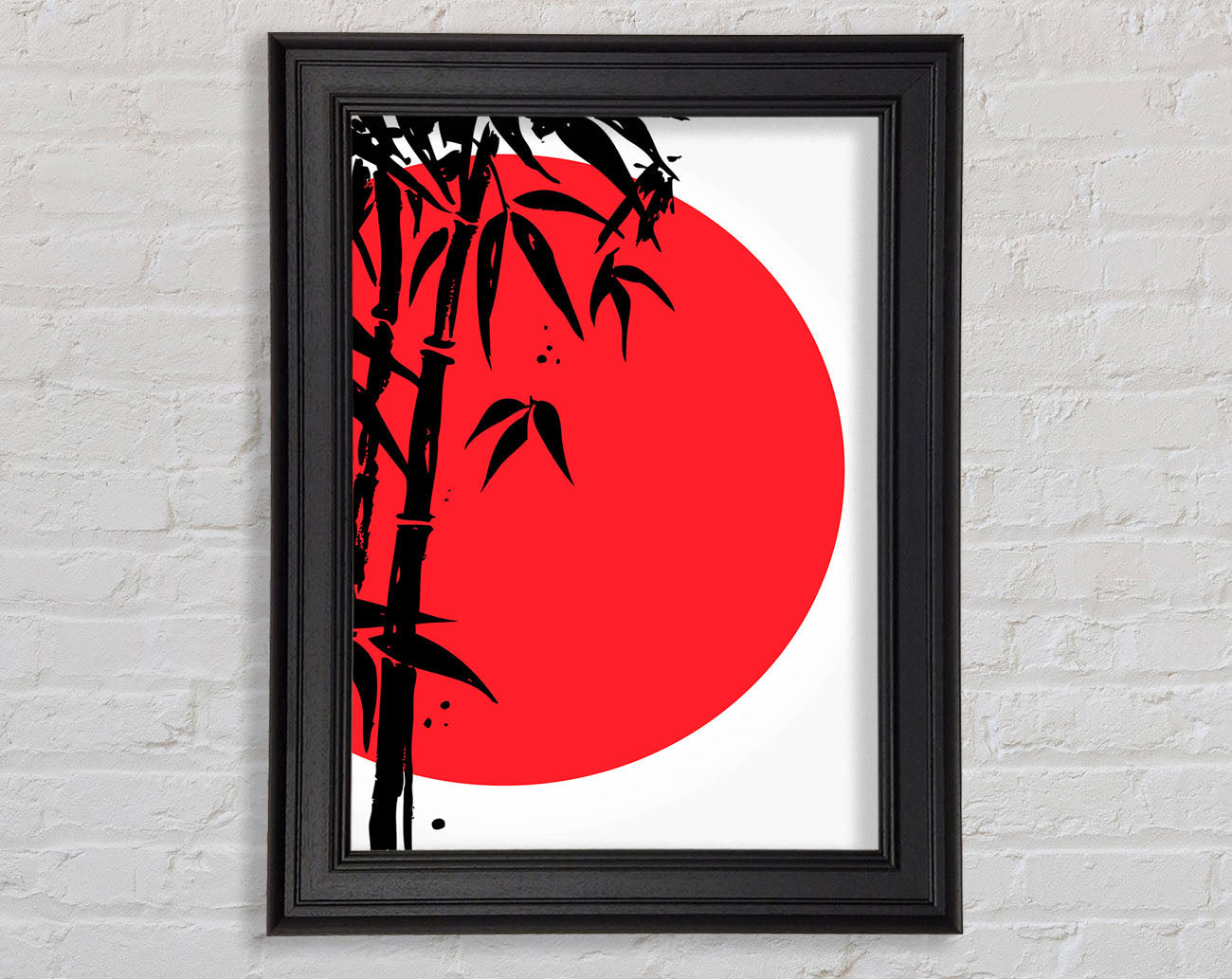 Red Sun Through The Japanese Bamboo Framed Print