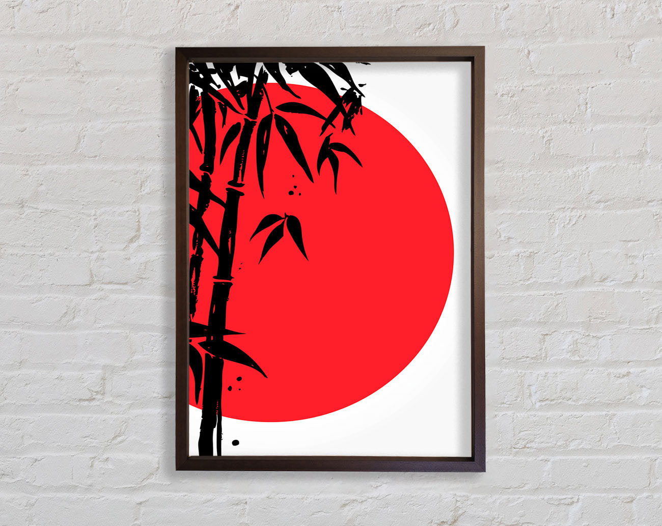Red Sun Through The Japanese Bamboo Framed Print