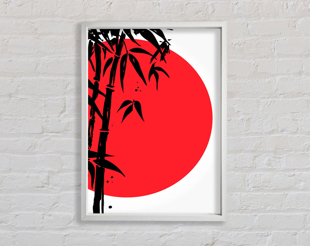 Red Sun Through The Japanese Bamboo Framed Print