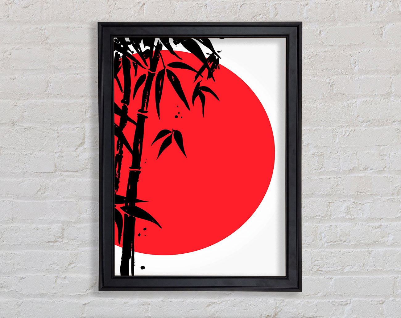 Red Sun Through The Japanese Bamboo Framed Print