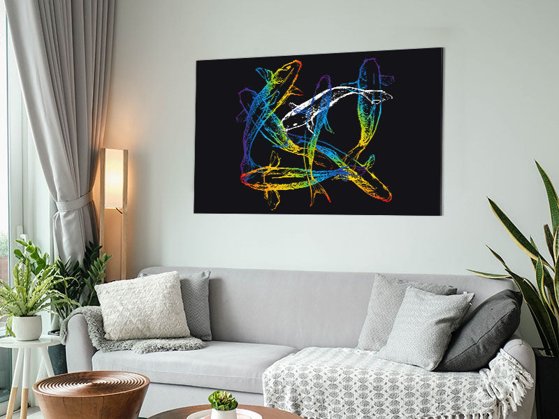 Japanese Rainbow Koi Metal Print