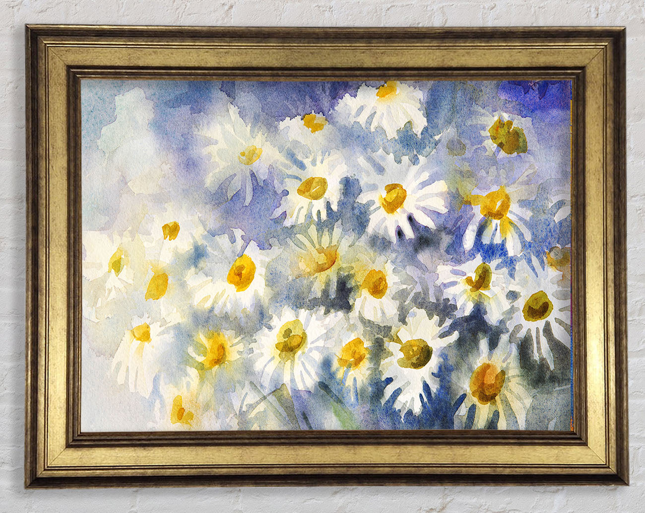 Abstract Daisy Blues Framed Print