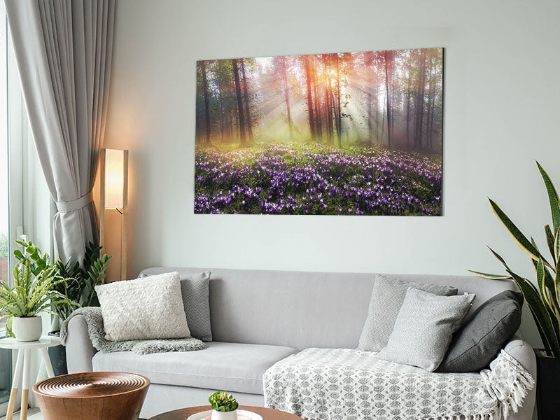 Sun Through The Bluebell Woodland Metal Print