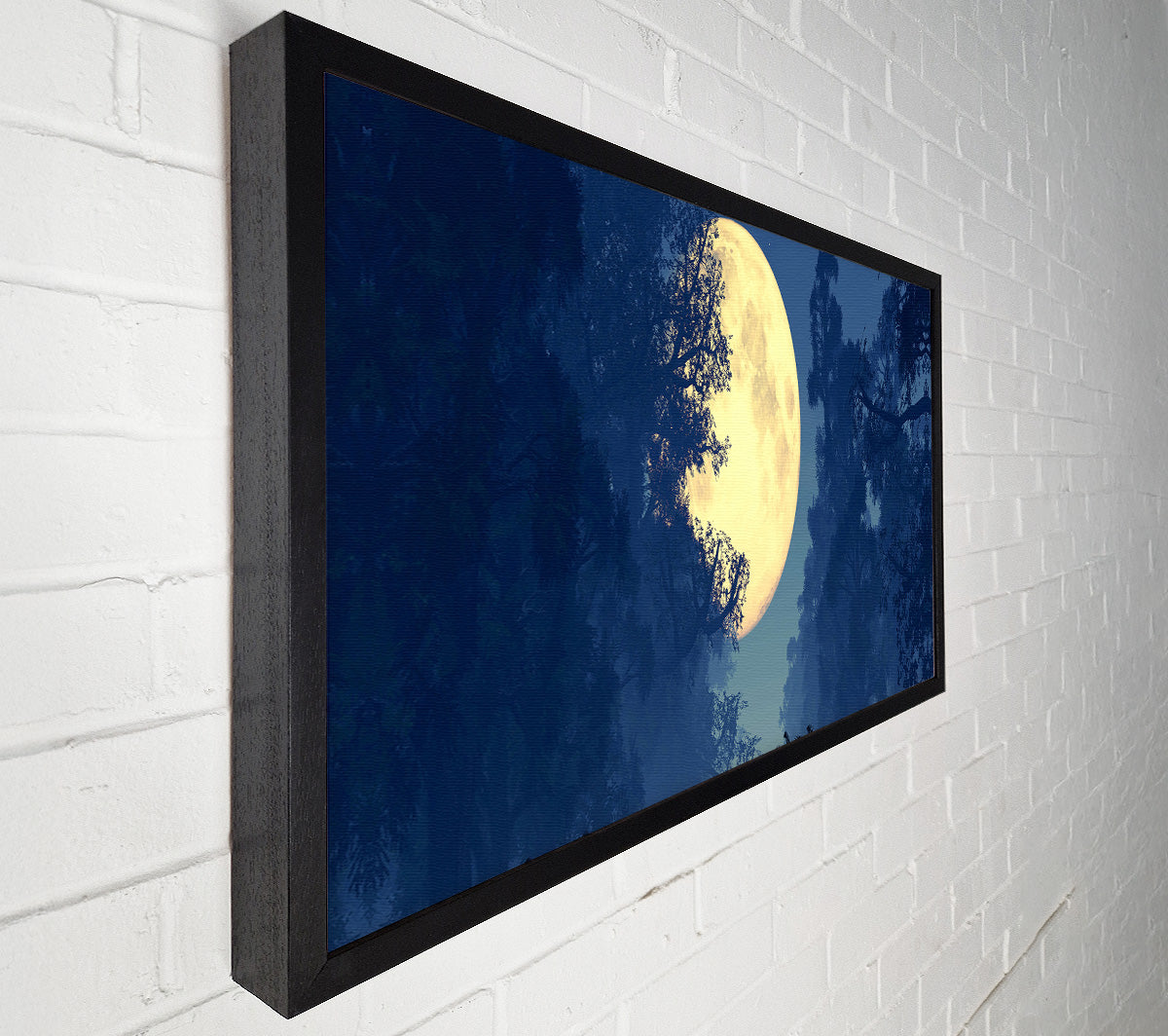 Stunning Midnight Moon Through The Trees Canvas Wall Art