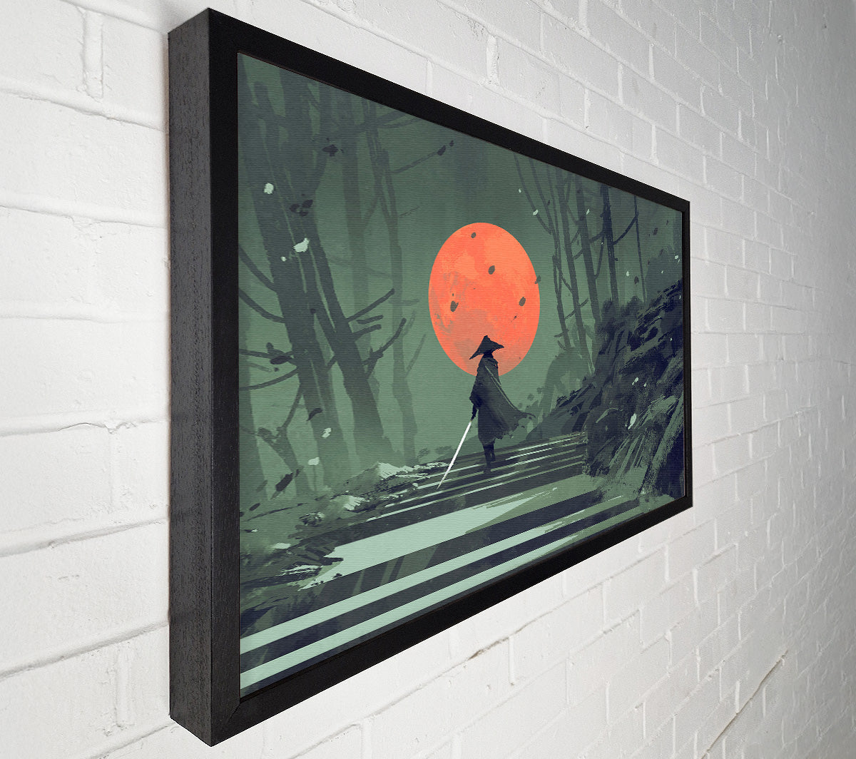 Samurai Warrior Sun Canvas Wall Art