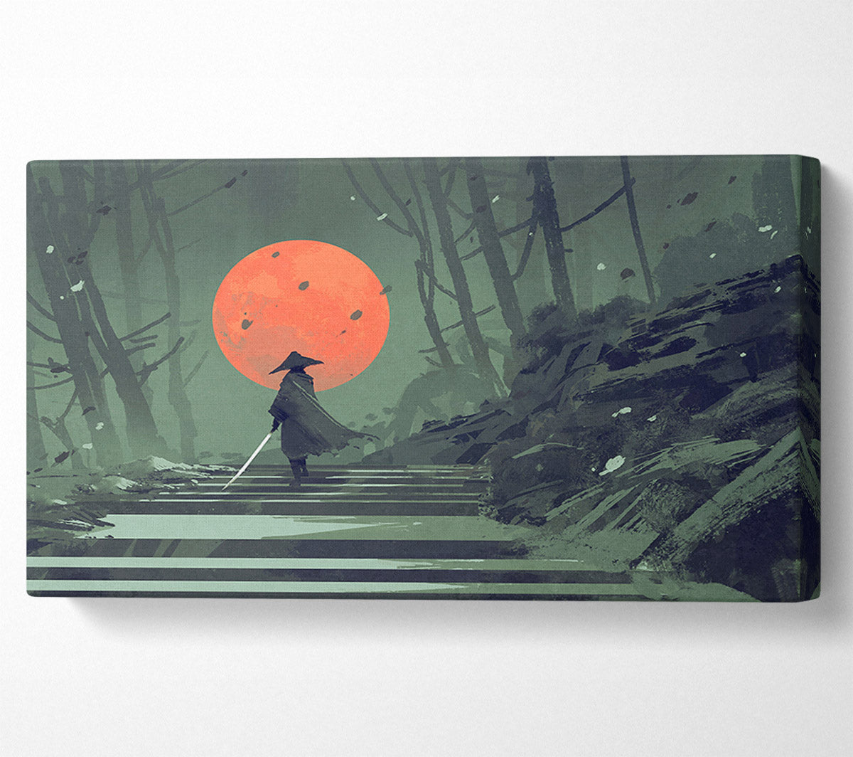 Samurai Warrior Sun Canvas Wall Art