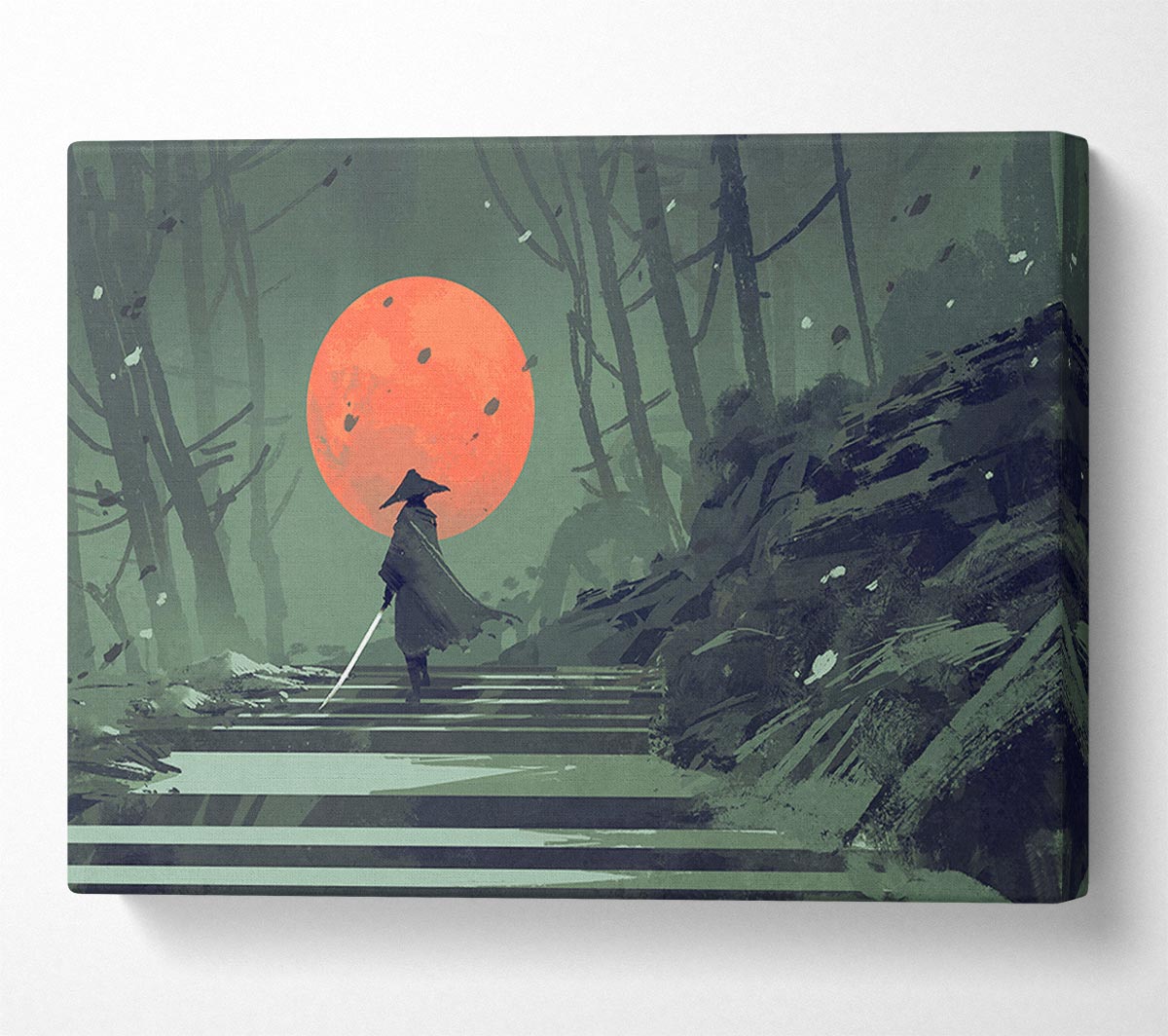 Samurai Warrior Sun Canvas Wall Art