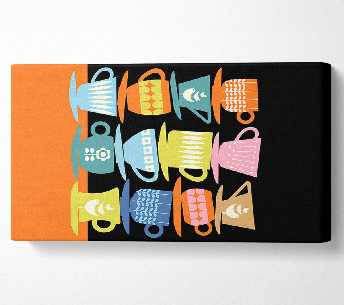 Retro Tea Cups Canvas Wall Art