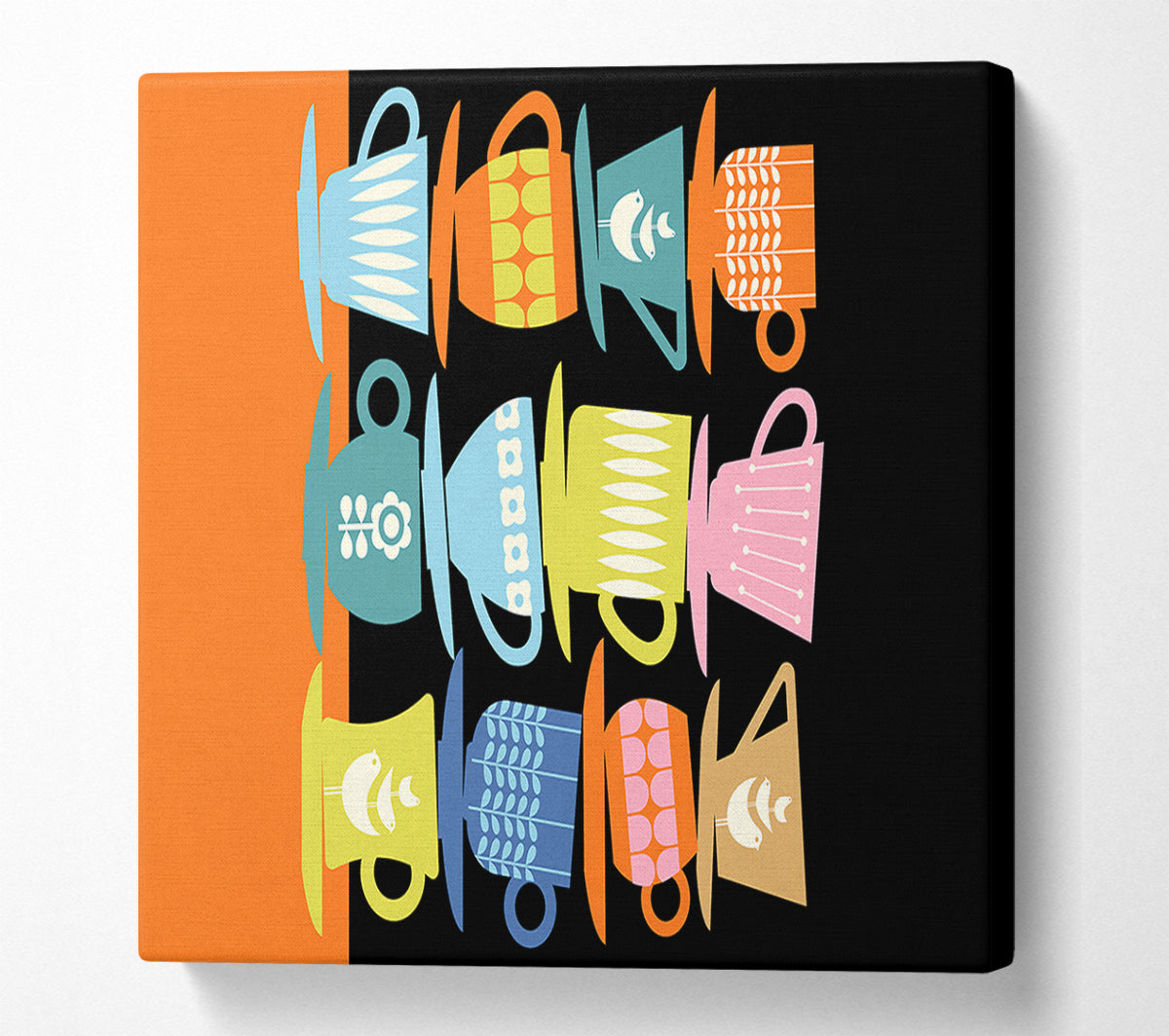 Retro Tea Cups Canvas Wall Art