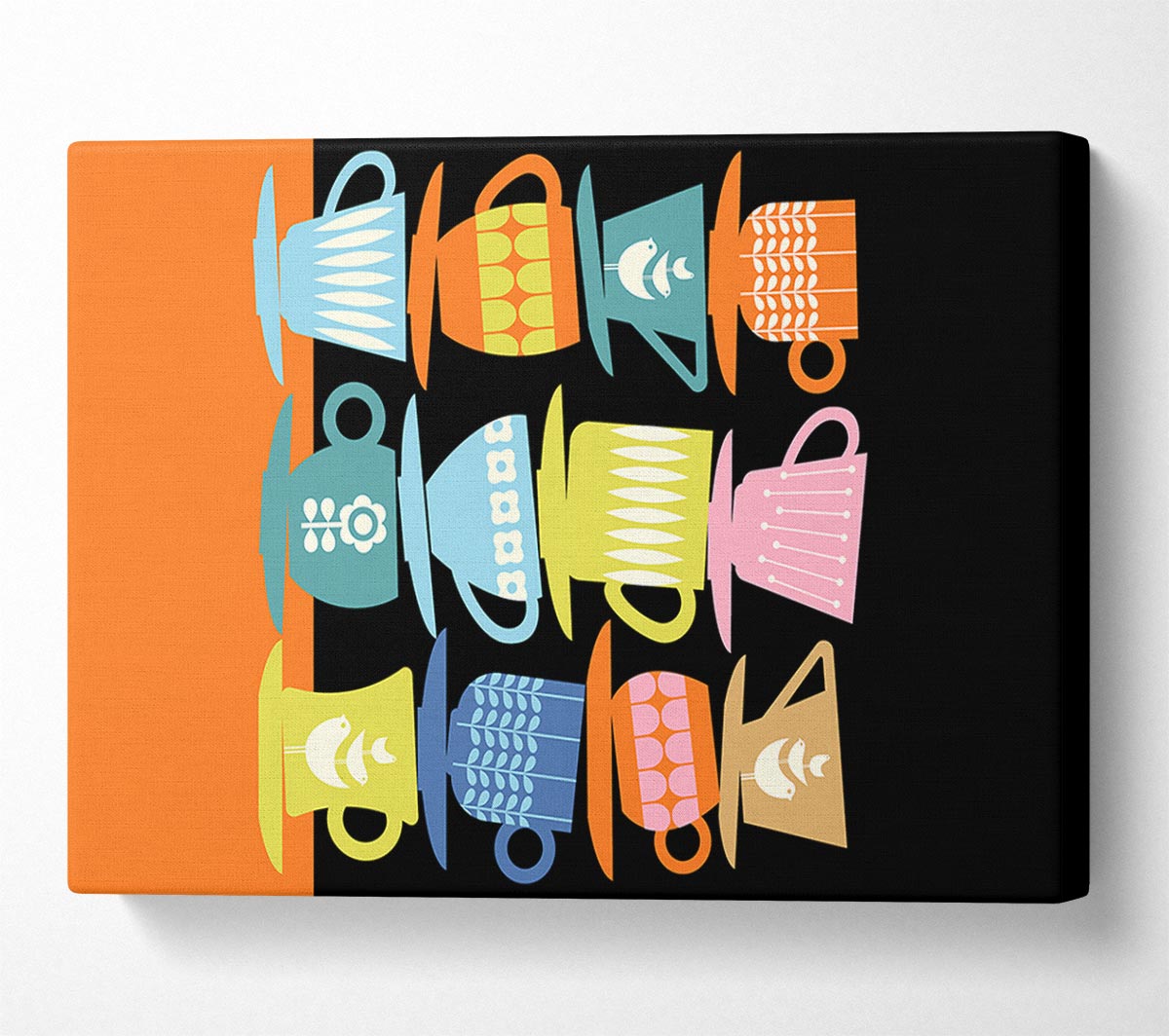 Retro Tea Cups Canvas Wall Art