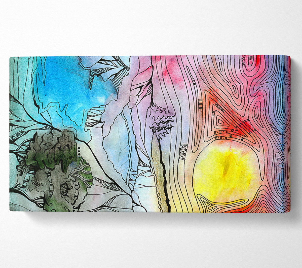 Abstract Sunset Tree Canvas Wall Art