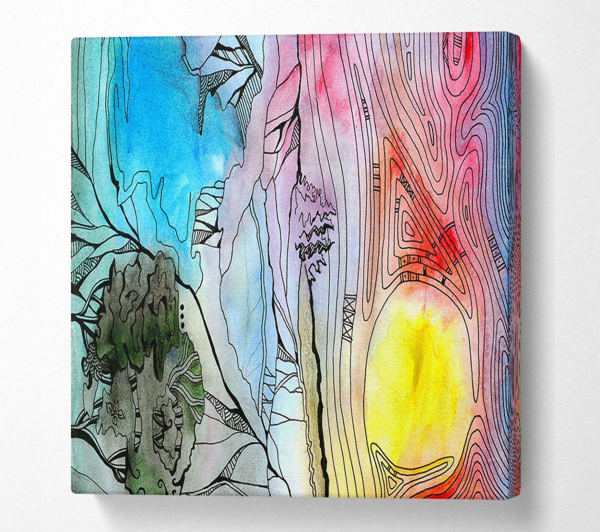 Abstract Sunset Tree Canvas Wall Art