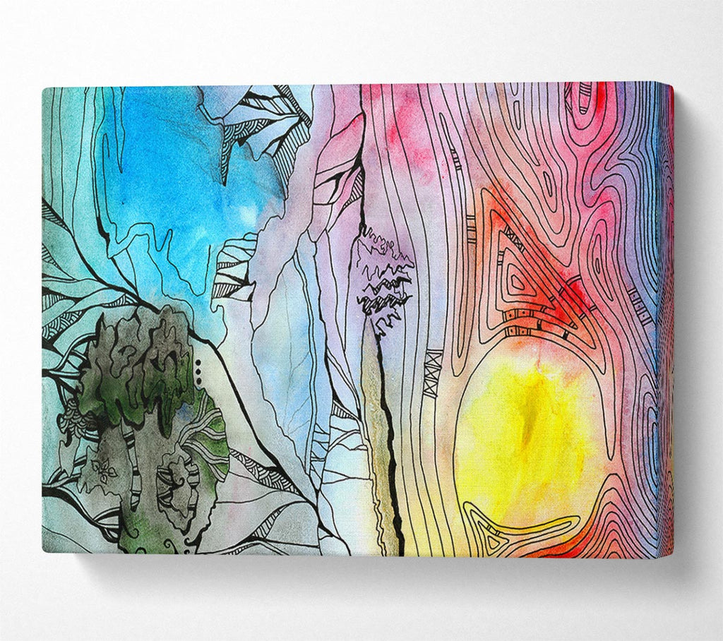 Abstract Sunset Tree Canvas Wall Art