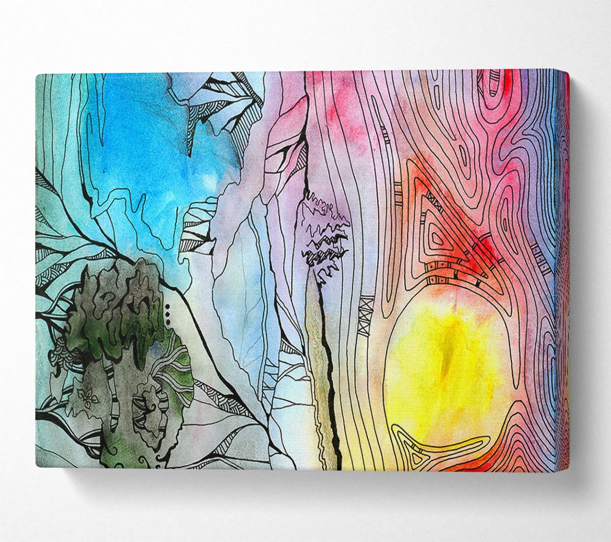 Abstract Sunset Tree Canvas Wall Art